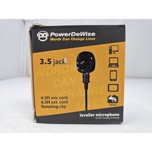 PowerDeWise Lavalier Microphone 3.5 Jack Rotating Clip 6.5 Ft Cord Free Shipping